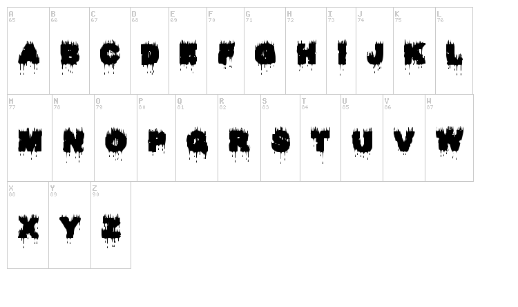 Raptor Kill font map