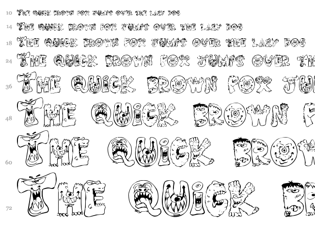 Scary Monsters font waterfall
