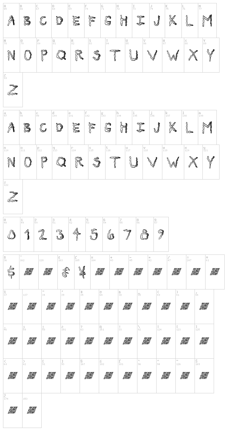 Secret Tickle MB font map