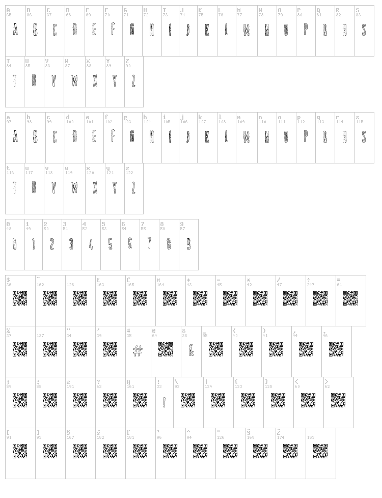Shock Colours font map