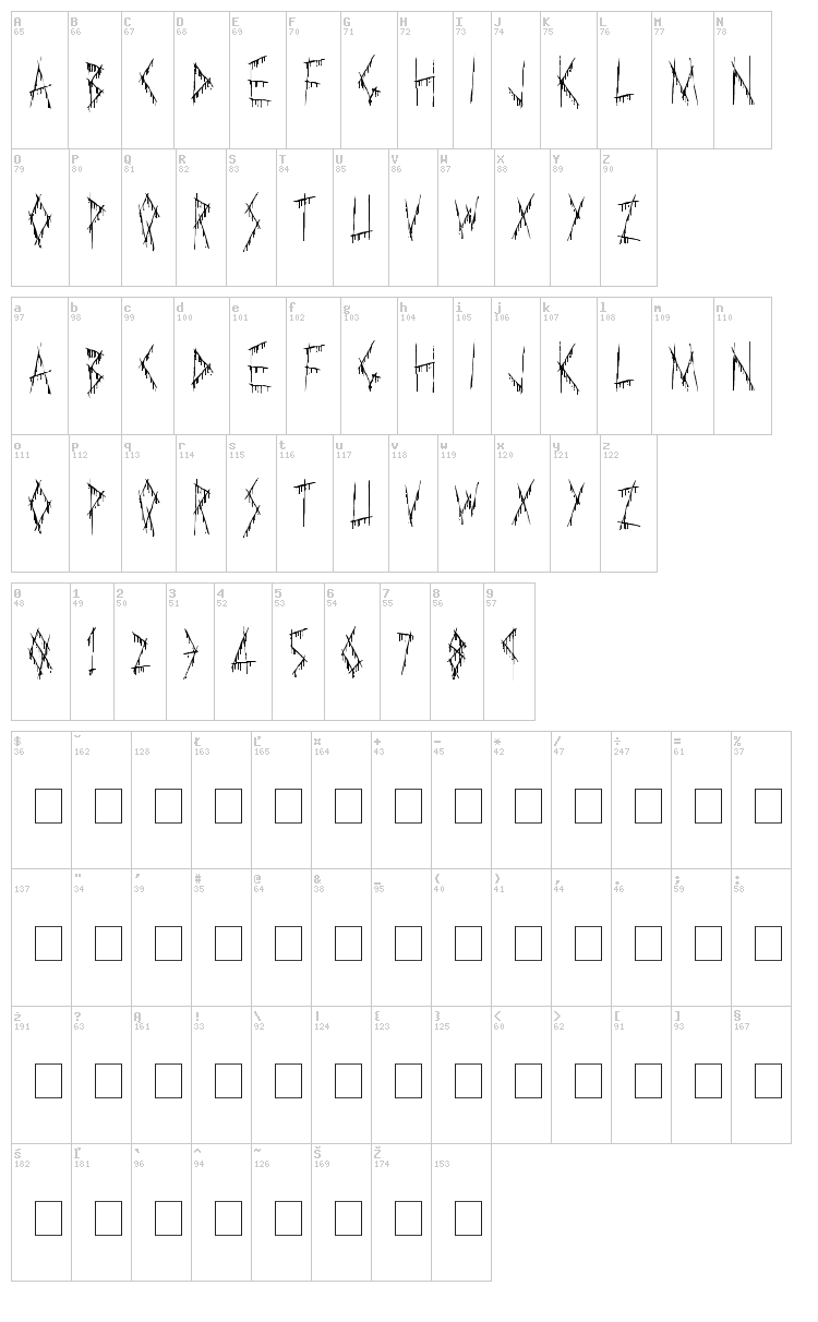 Slasha font map