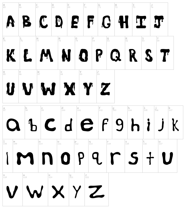 Spoooky Drips font map