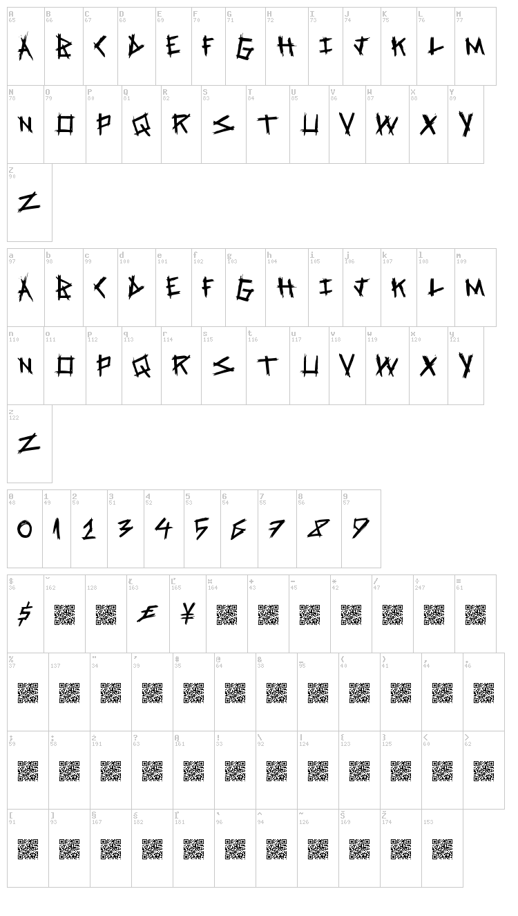 Spring Rage font map