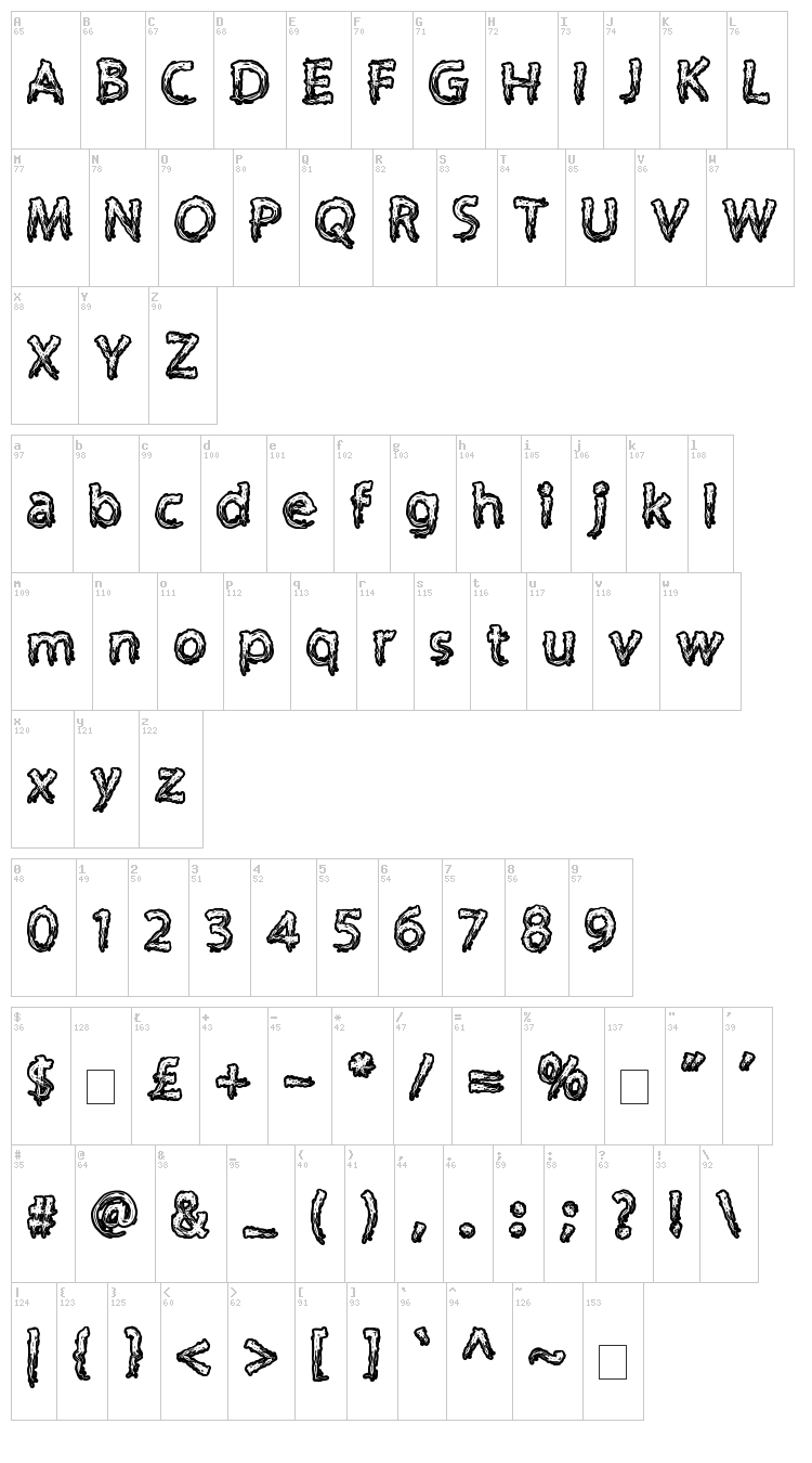 Supercreep font map