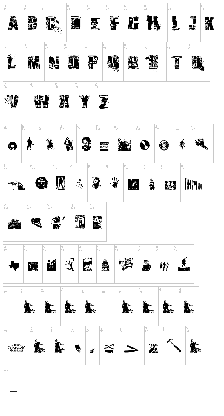 Survival Horror font map