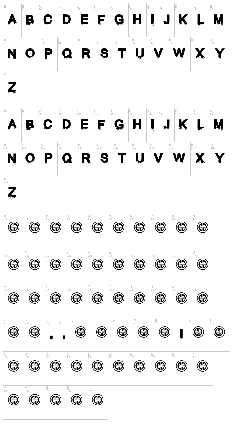 They Perished font map