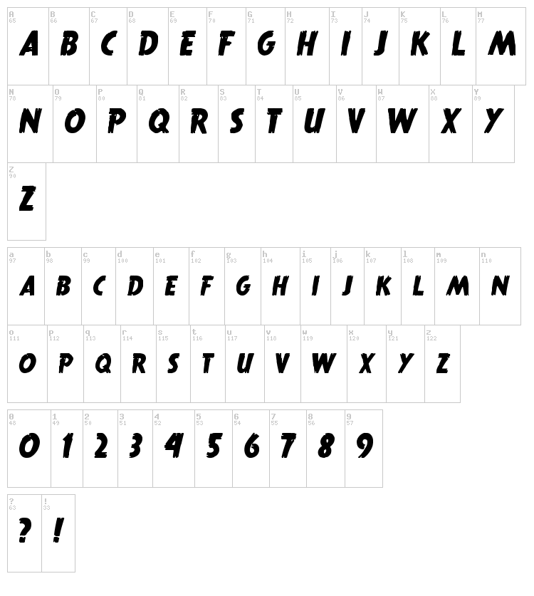True Crimes font map
