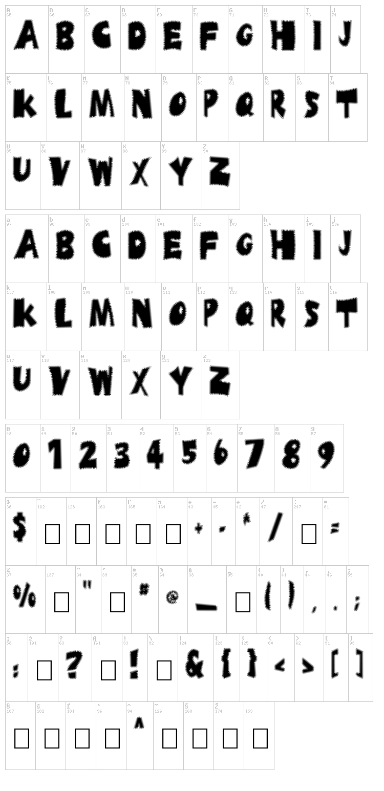 Ufrayd font map