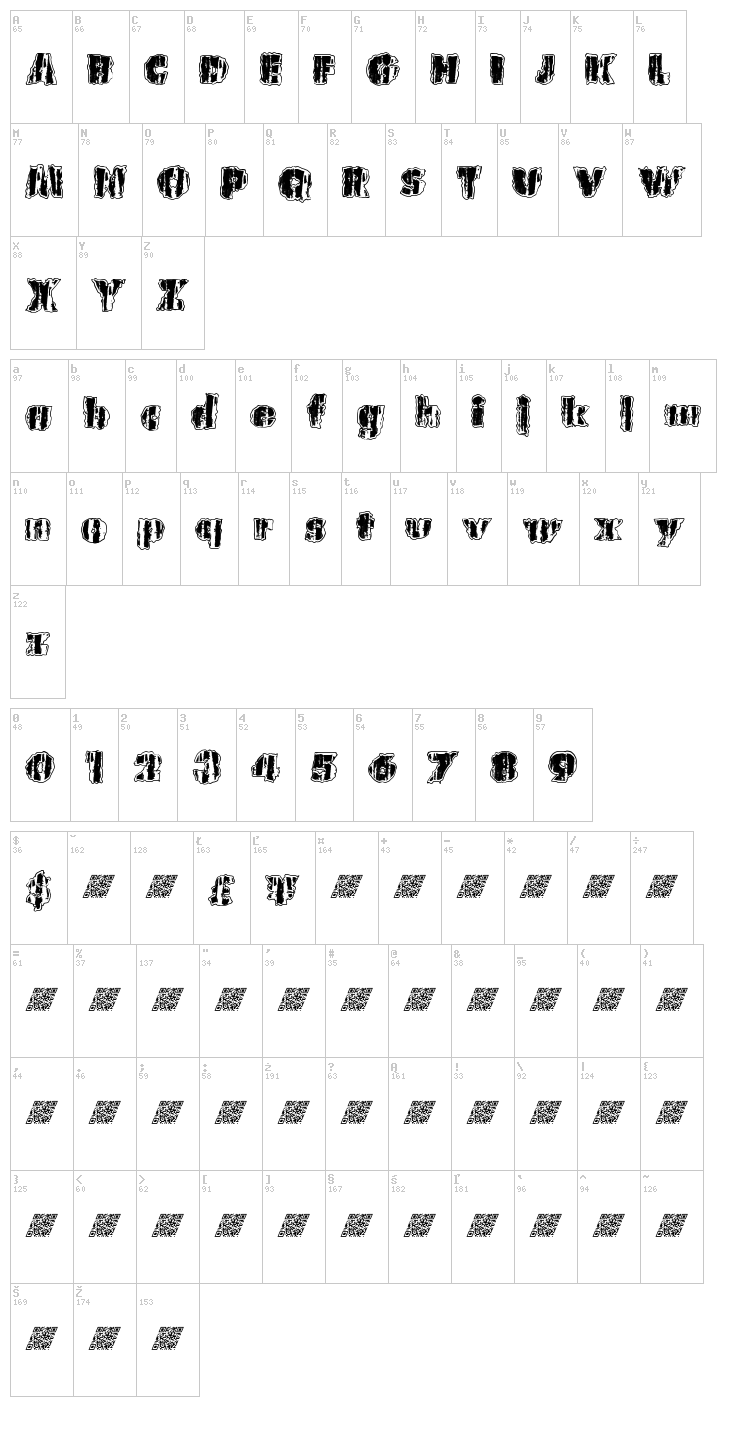 Urban Animal font map