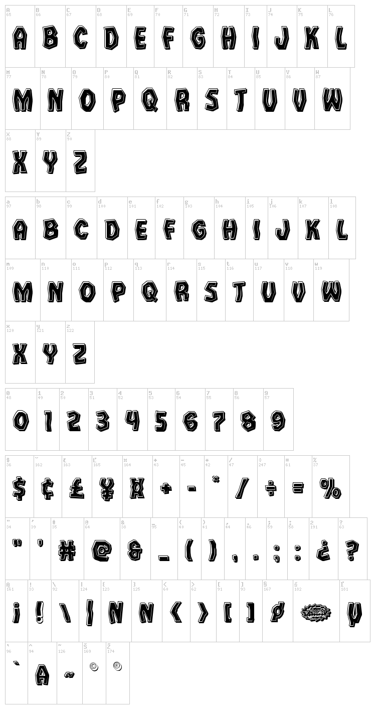 Vampire Bride font map