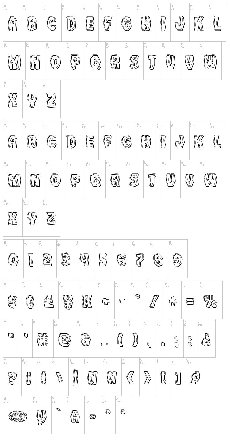 Vampire Bride font map