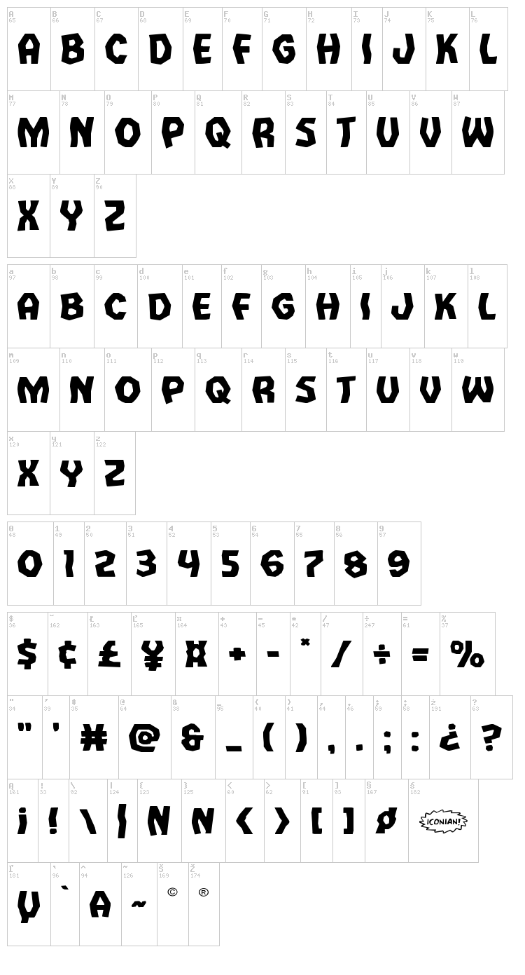 Vampire Bride font map