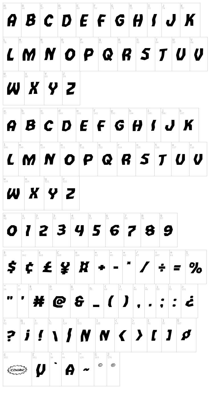 Vampire Bride font map