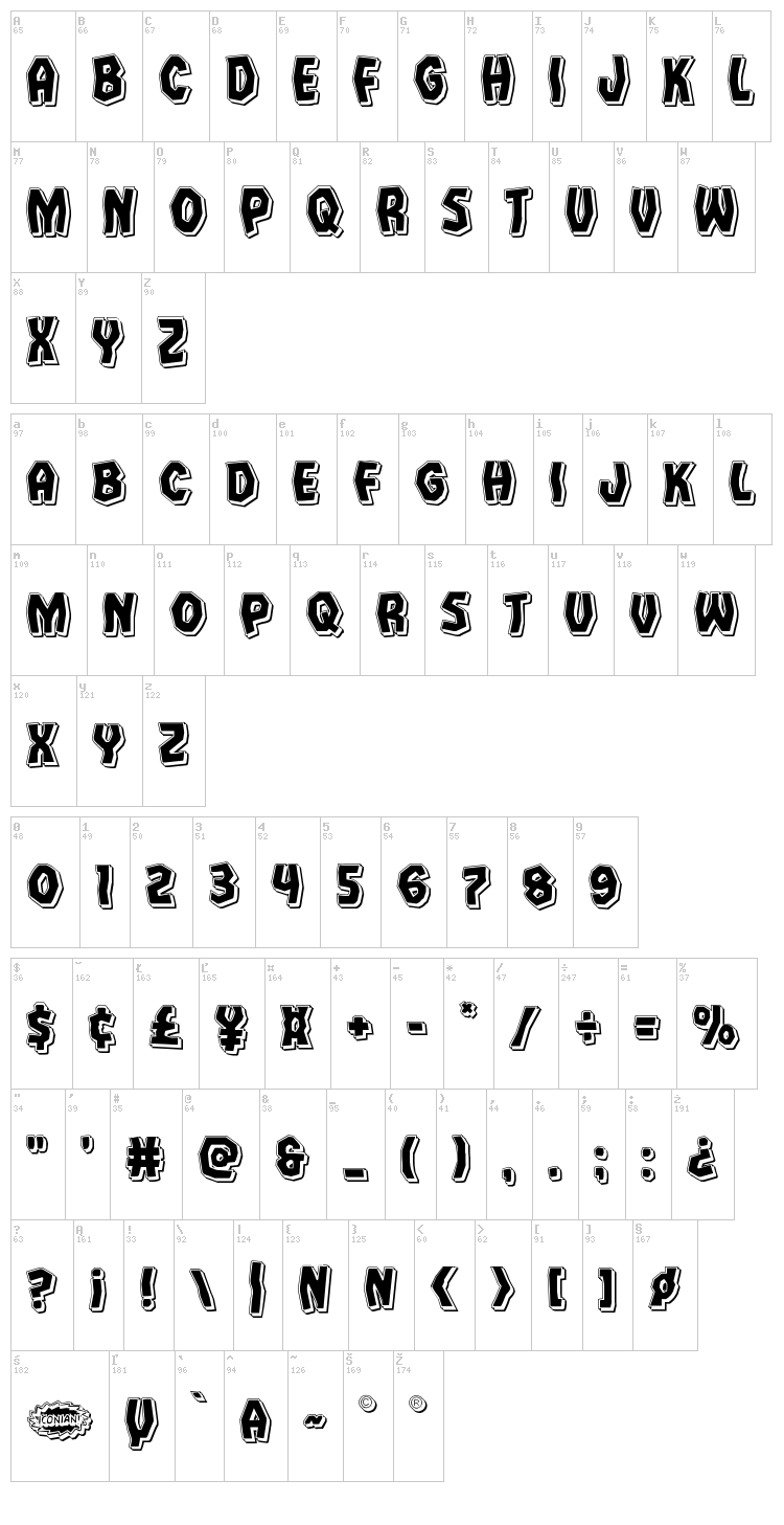 Vampire Bride font map