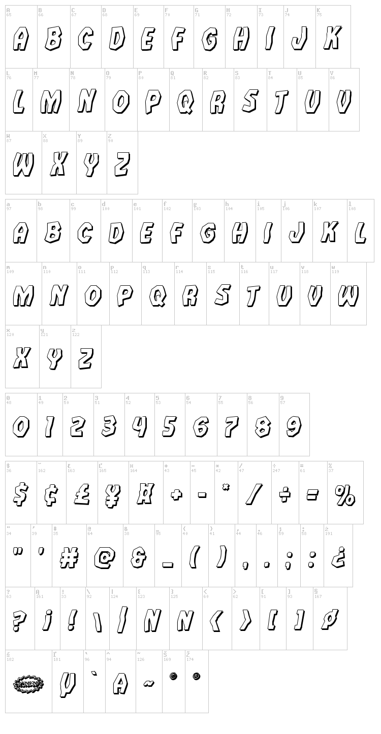 Vampire Bride font map