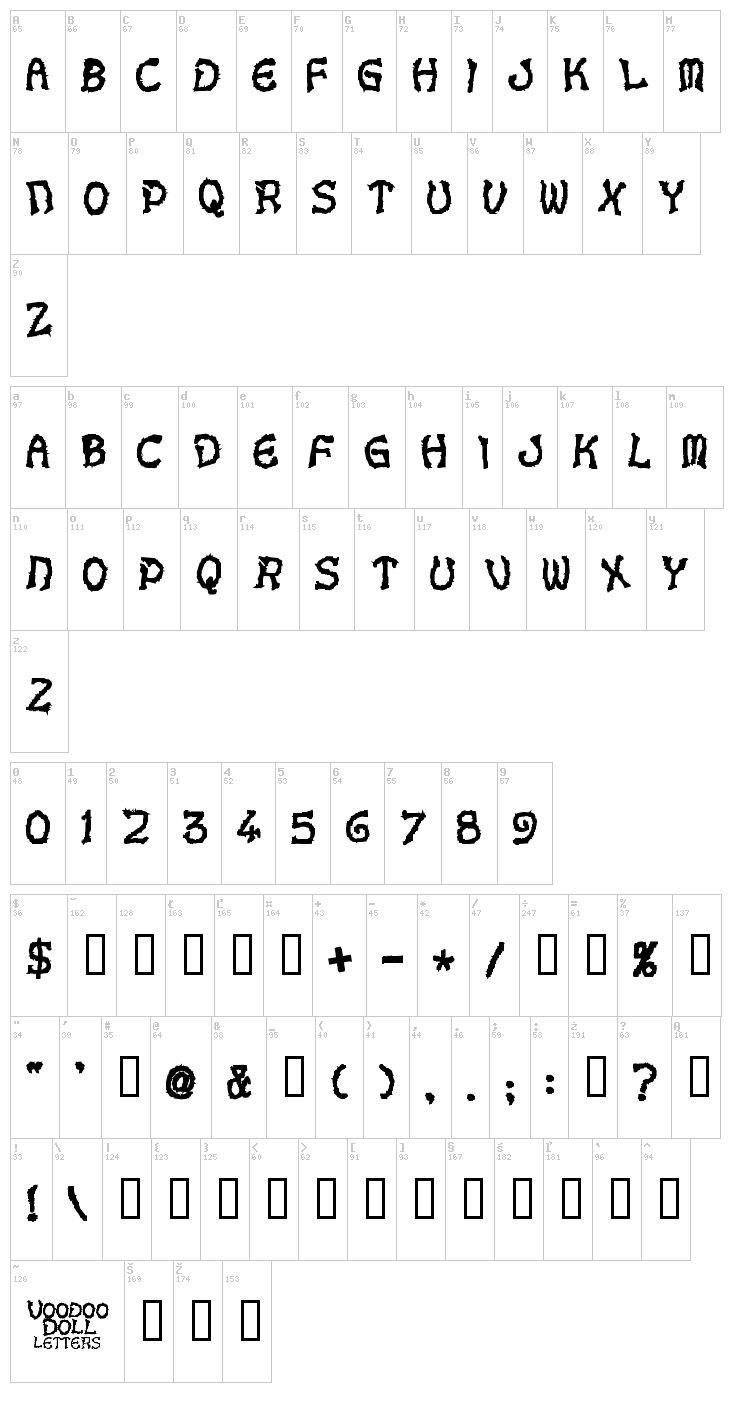 Voodoo Dolls font map