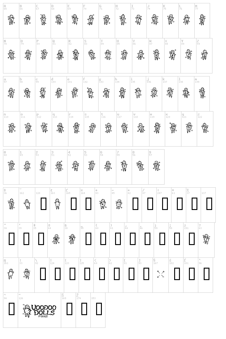 Voodoo Dolls font map
