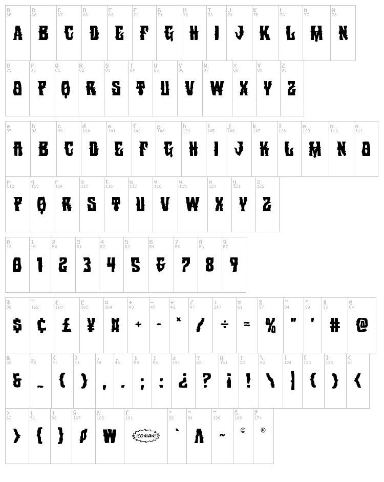 Warlock's Ale font map