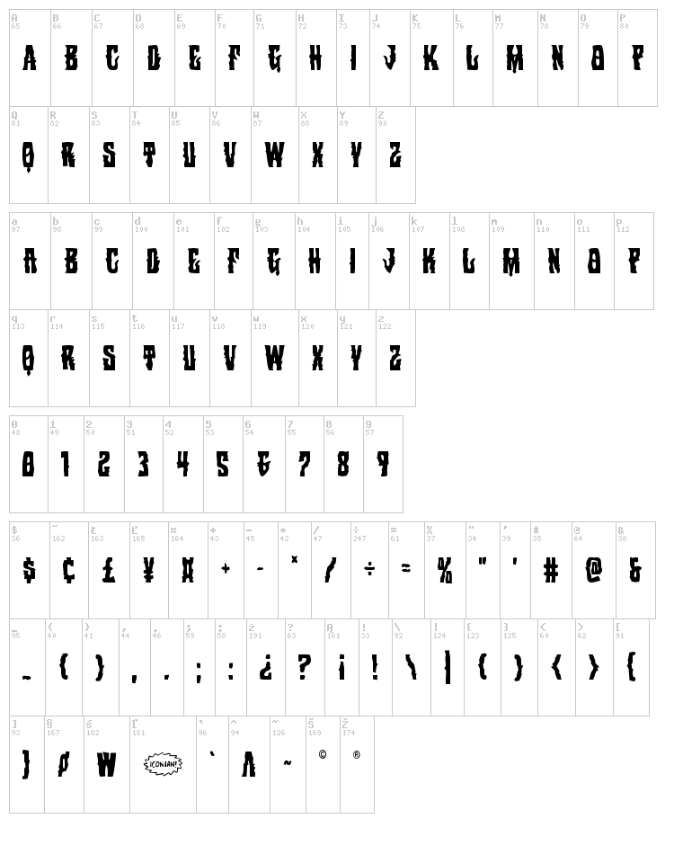 Warlock's Ale font map