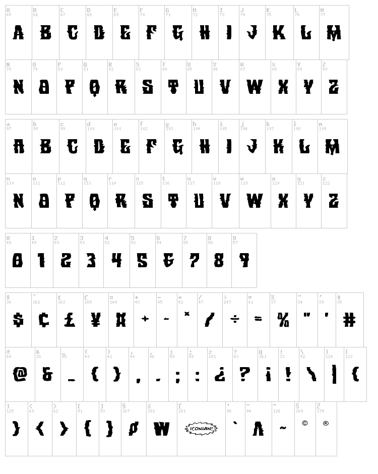 Warlock's Ale font map
