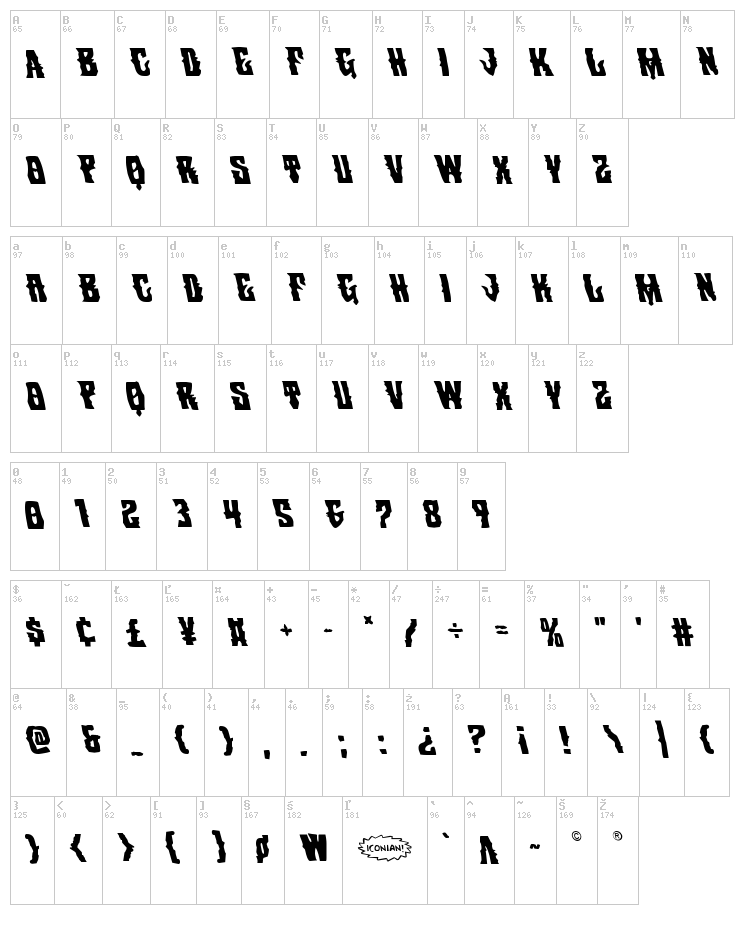 Warlock's Ale font map
