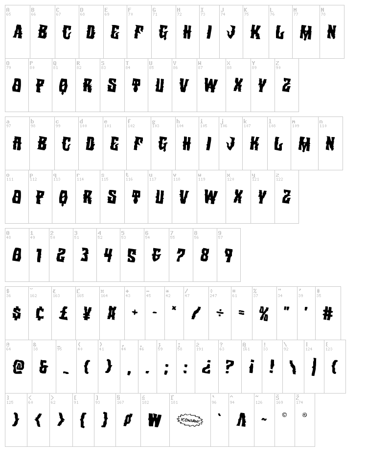 Warlock's Ale font map