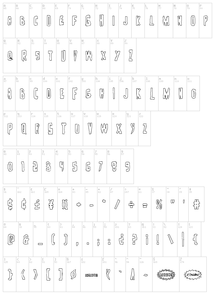 Zakenstein font map