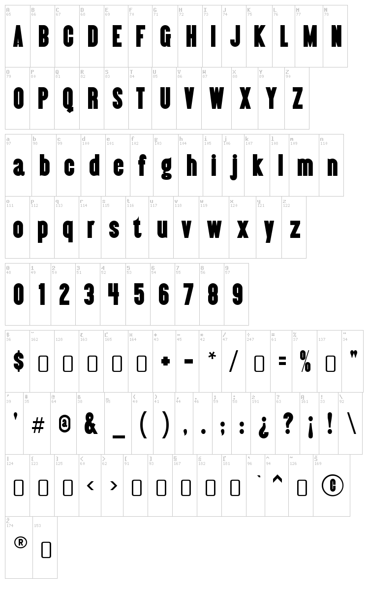 Almonte Snow font map