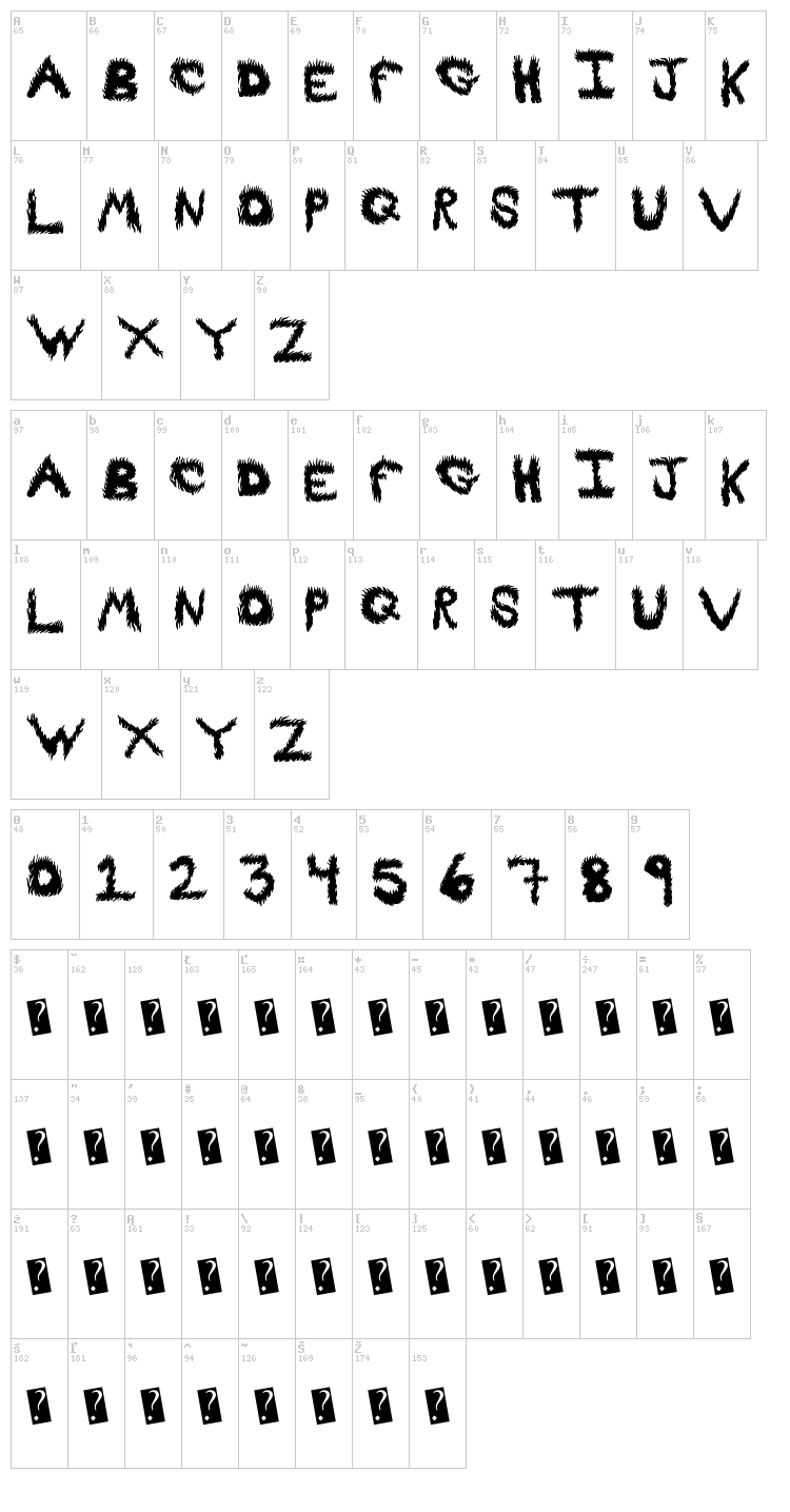 FireProof font map