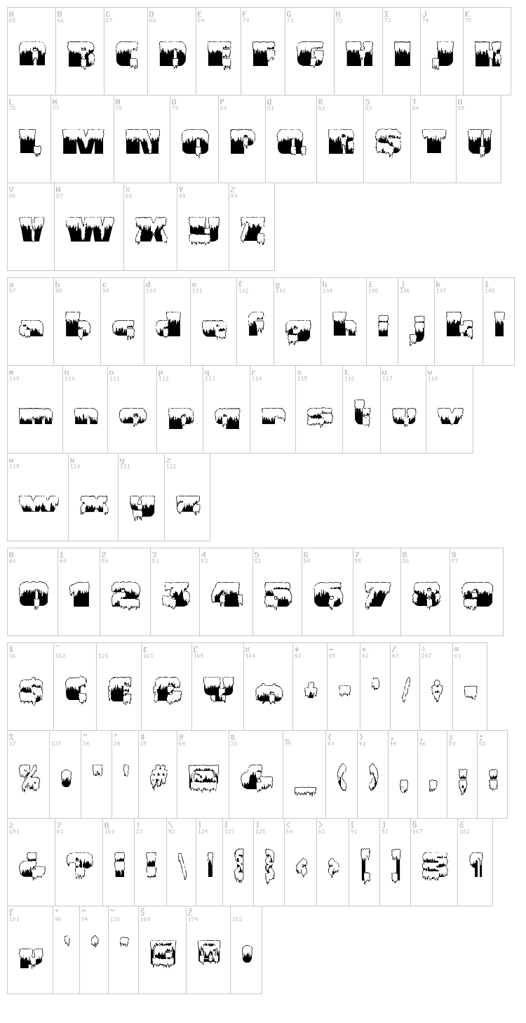 Gramius 'Blizzard' font map