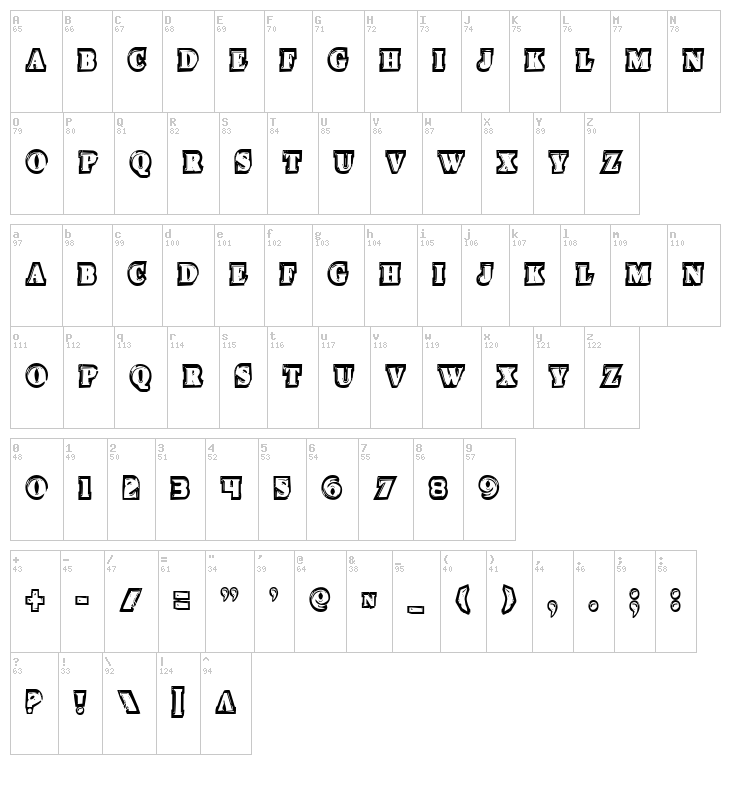 Icebox Art font map