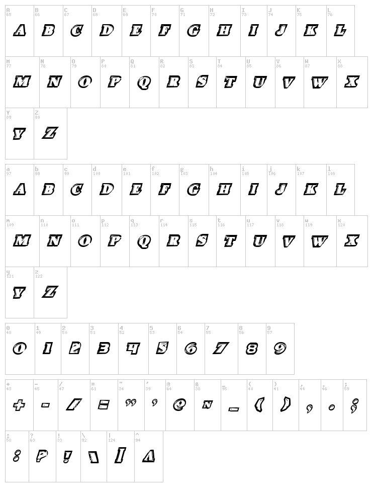 Icebox Art font map