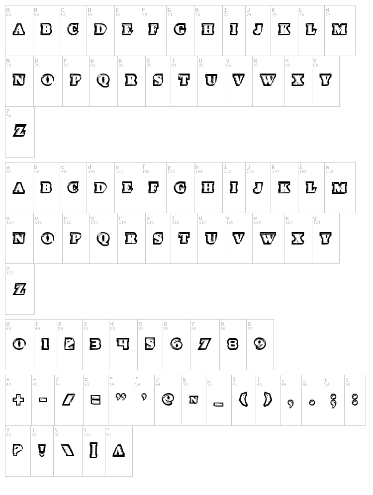 Icebox Art font map