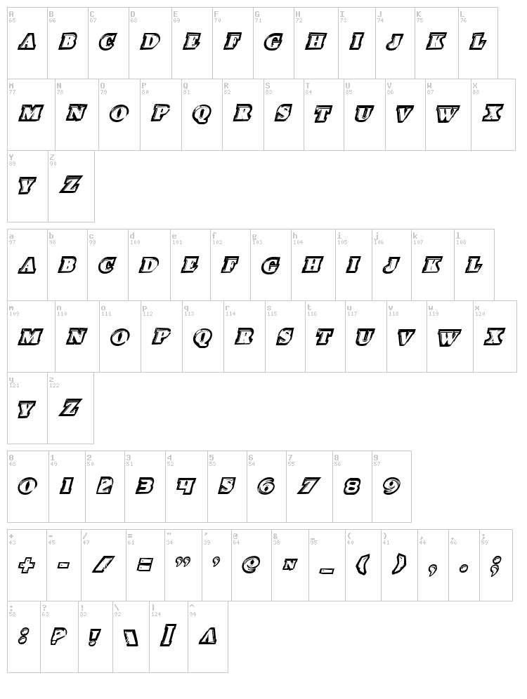 Icebox Art font map