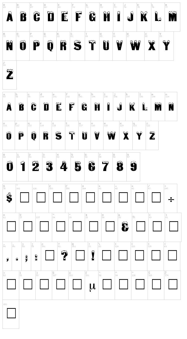Igloo Laser font map