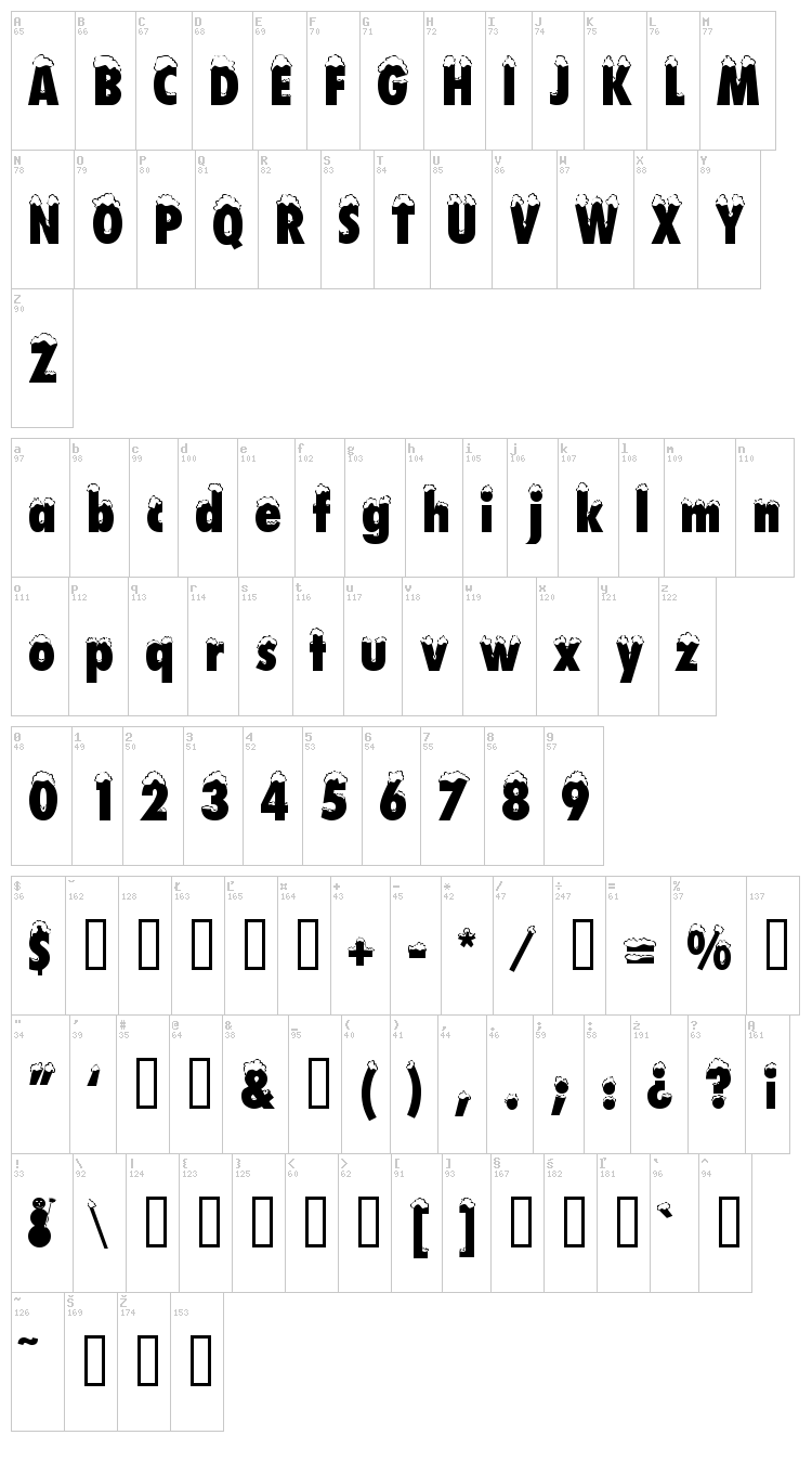 Neige font map