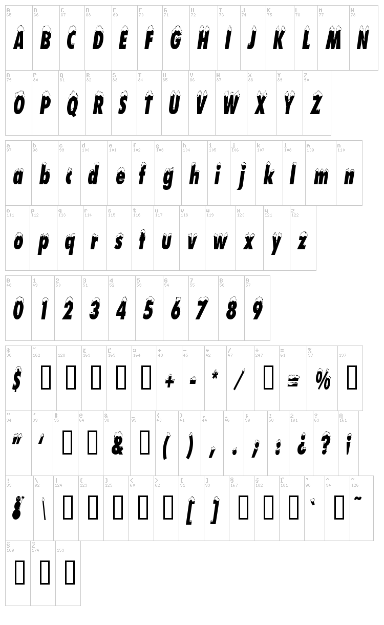 Neige font map