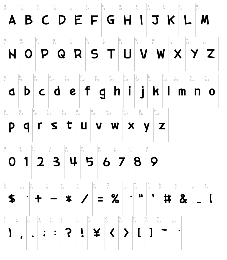 01 Tama + Cube vol.2 font map
