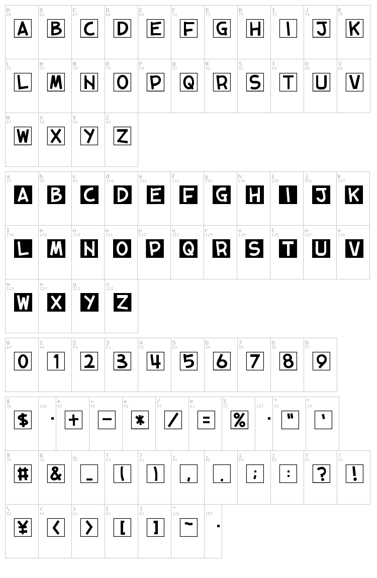 01 Tama + Cube vol.2 font map