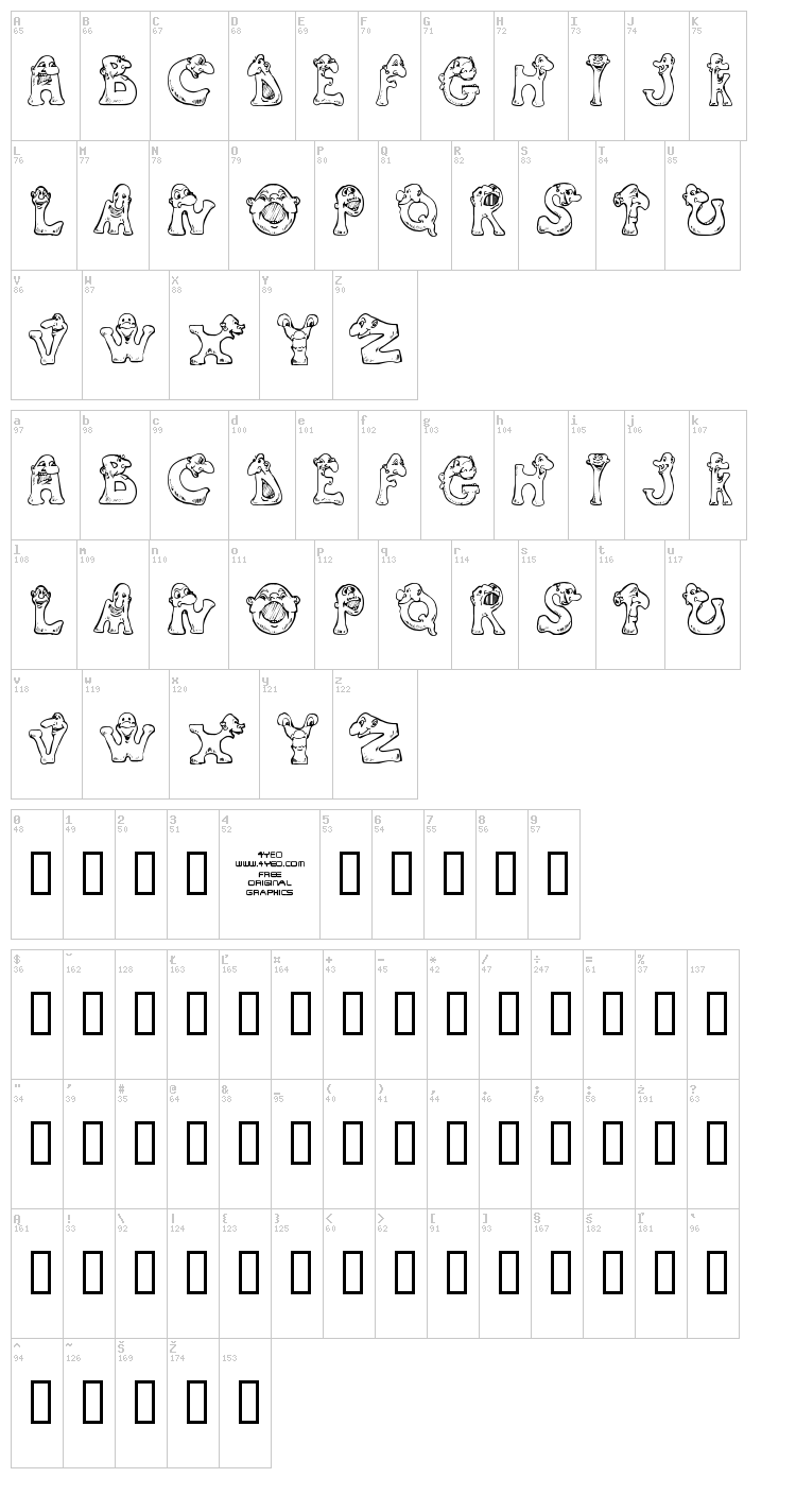 4YEOmonstrum font map
