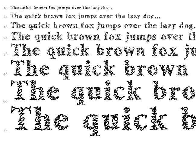 A Morris Line font waterfall
