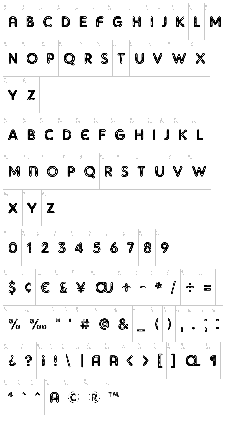 AdamGorry Inline + Lights font map