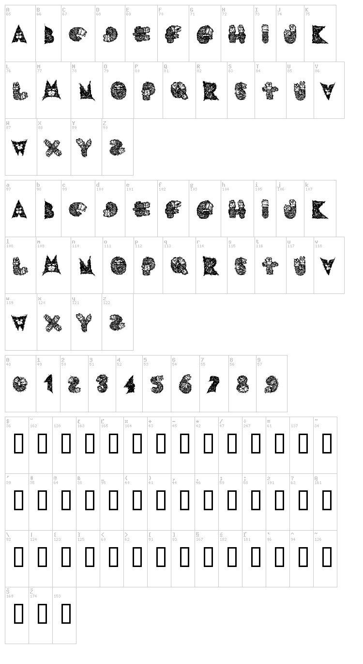 AIx Darbotzcumi font map