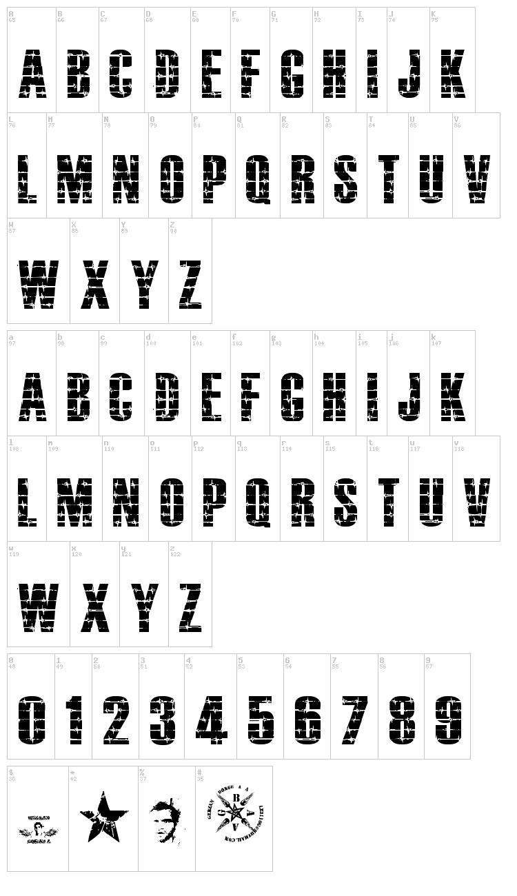 Alambrado Infernal font map