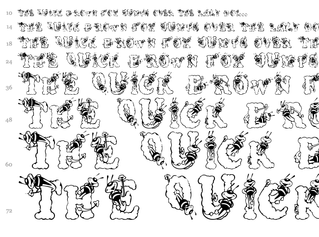 Alpha Bizzy Bee font waterfall