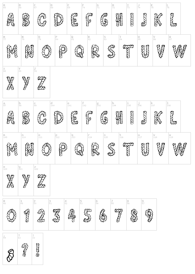 Alpha Rope font map