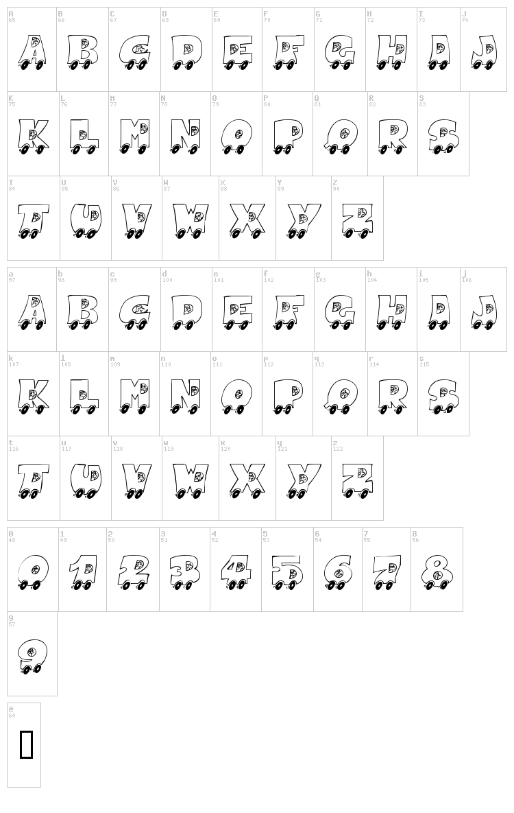 AlphaCar font map