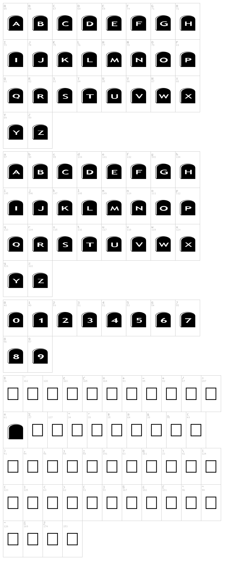AlphaShapes gravestones 2 font map