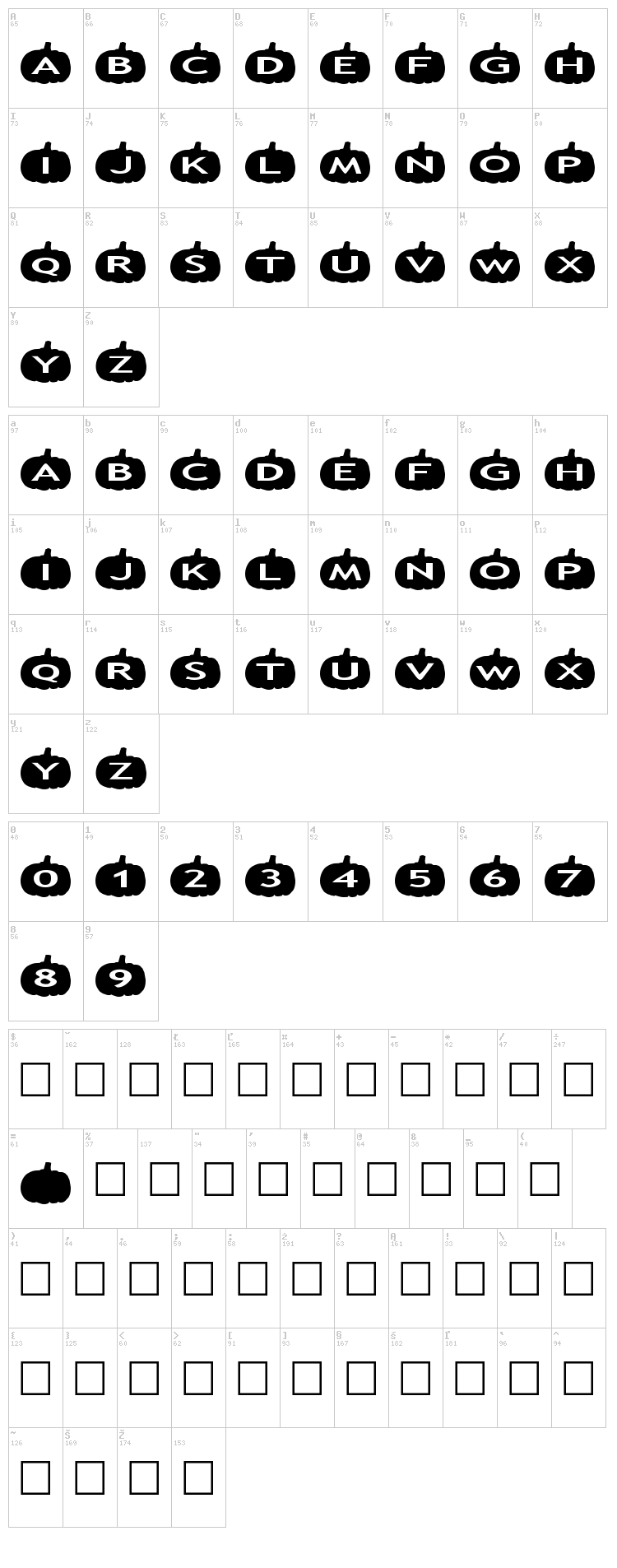 AlphaShapes pumpkins font map