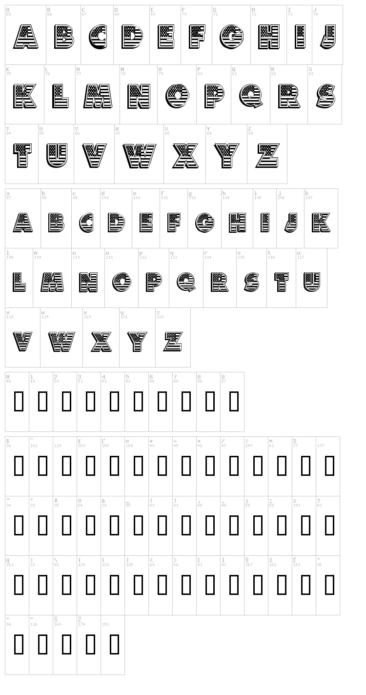 American Dream font map